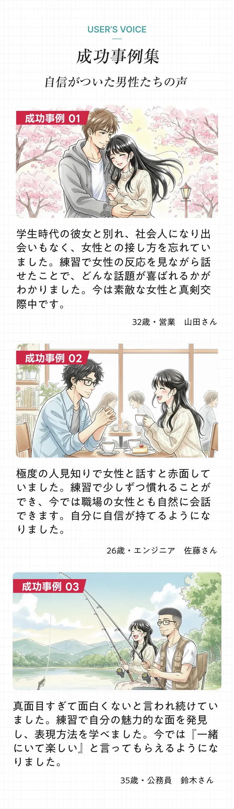 成功事例集 自信がついた男性たちの声